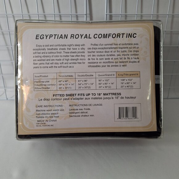 Black King Size Sheet Set Wrinkle Free Fits Up to 18” Oversized Mattress - Picture 3 of 5